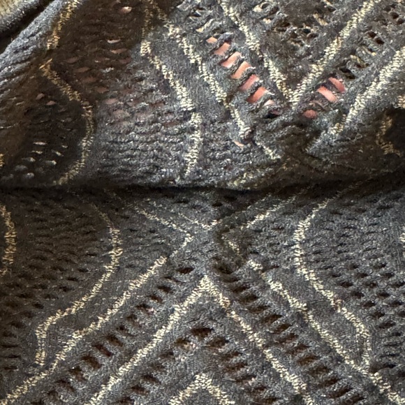 Bebe Black and Gray Off Shoulder Crochet Crop Top - Picture 6 of 8